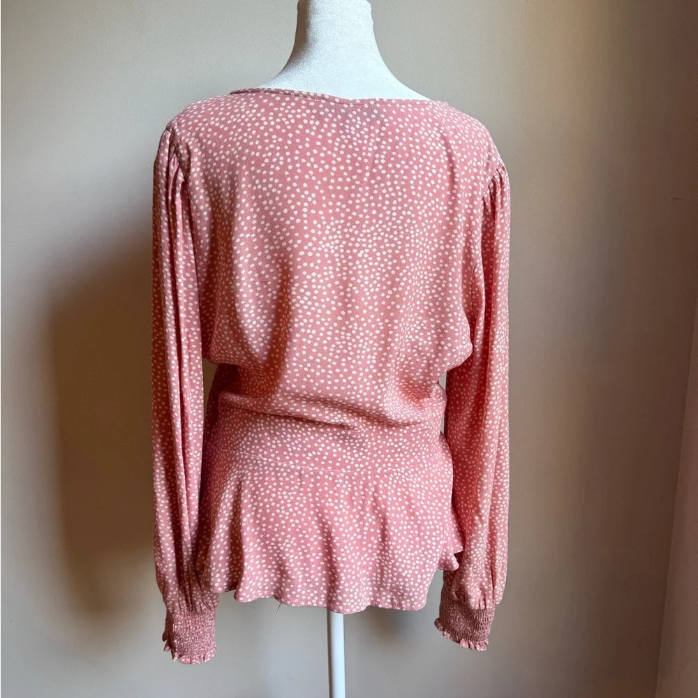 LOFT Coral Pink‎ Button-Front Peplum Blouse Women’s Size 6